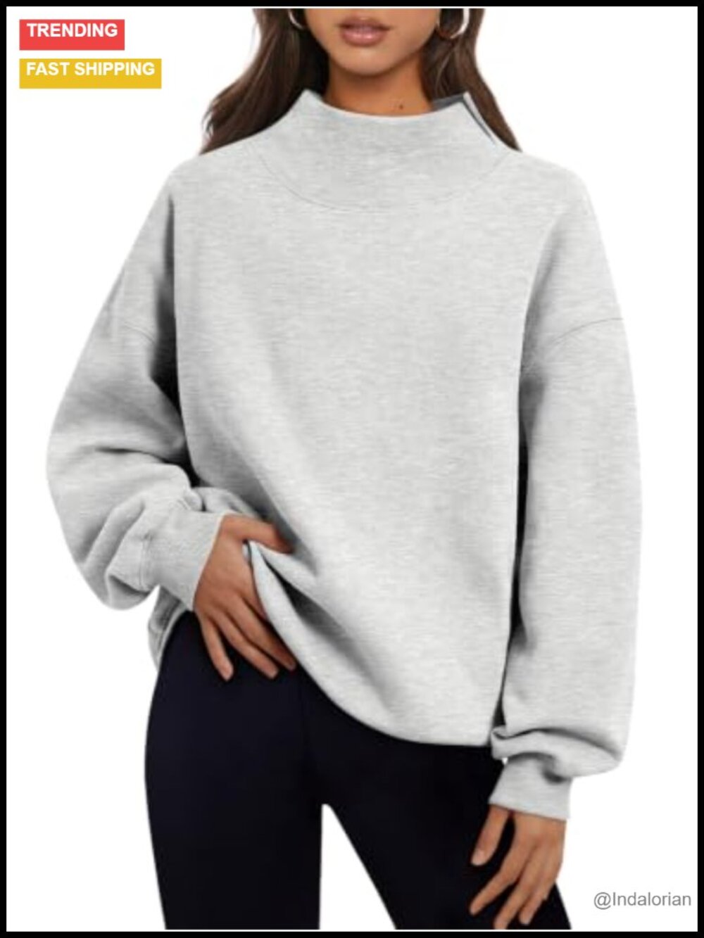 Oversized Mock Neck Fleece Sweatshirt Asymmetric Pullover Fall Winter